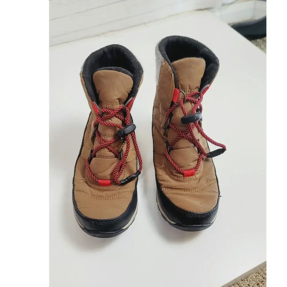 Sorel Whitney Insulated Waterproof Girls Boots in Tan, sz 3